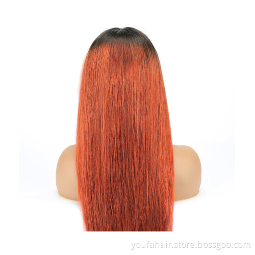 Wholesale Price 12A Virgin Brazilian Human Hair Orange 1b/350 Ombre Color 13x4 Transparent HD Lace Front Wigs for Black Women